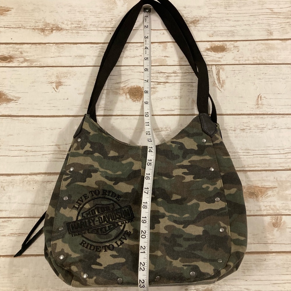 Harley-Davidson Camouflage Bucket Shoulder Bag With Studs - Picture 12 of 14